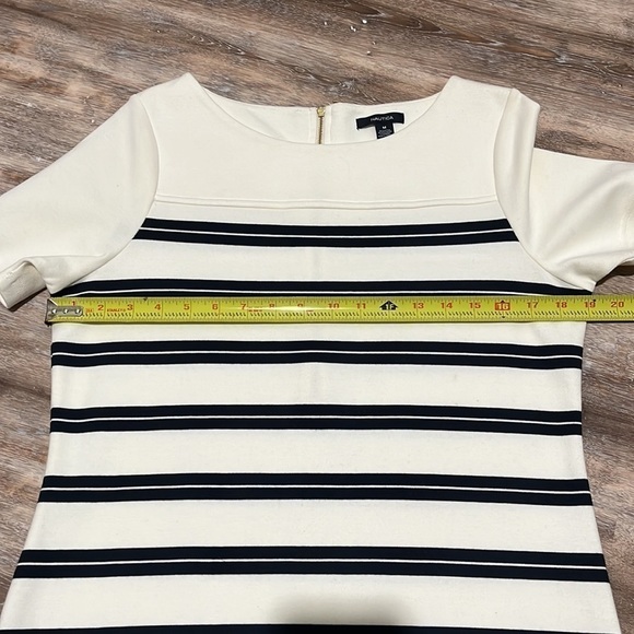 Nautica Womens Dress Size Medium Striped Short Sleeve Midi Preppy Old Money - Picture 10 of 14